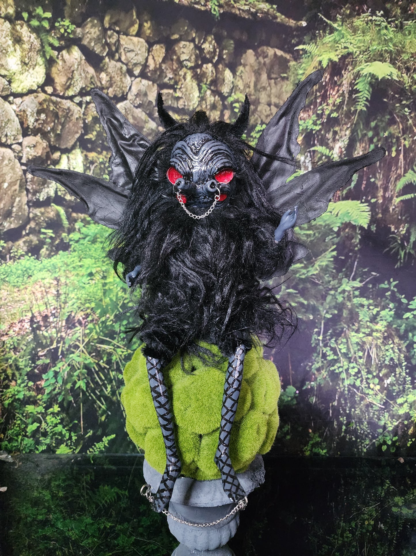 Hot goth mothman cryptid art doll