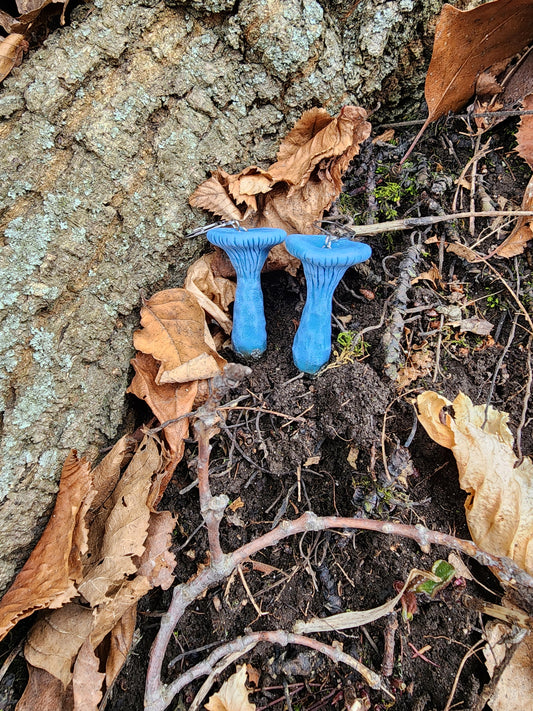 Indigo milk cap mushie earrings