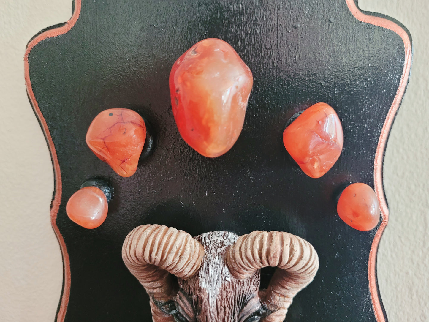 Aries decor carnelian crystal astrology wall hanging