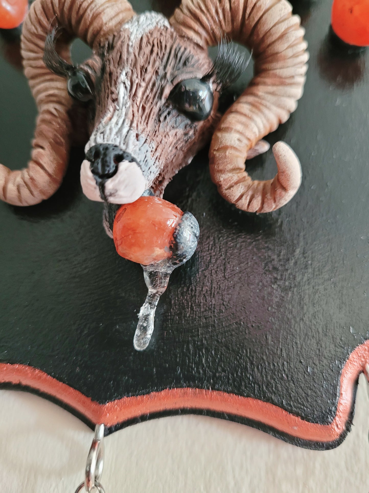 Aries decor carnelian crystal astrology wall hanging