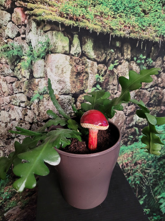 Bolete realistic mushroom plant stake