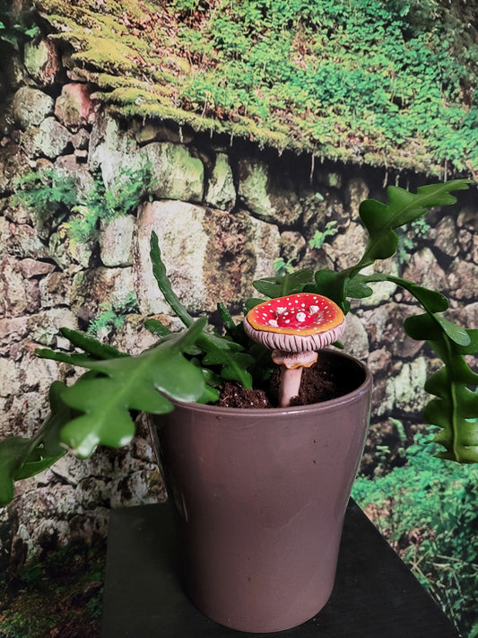 Amanita muscaria realistic mushroom plant stake