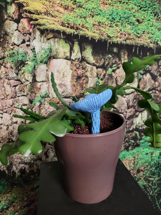 Indigo Milk Cap realistic mushroom plant stake