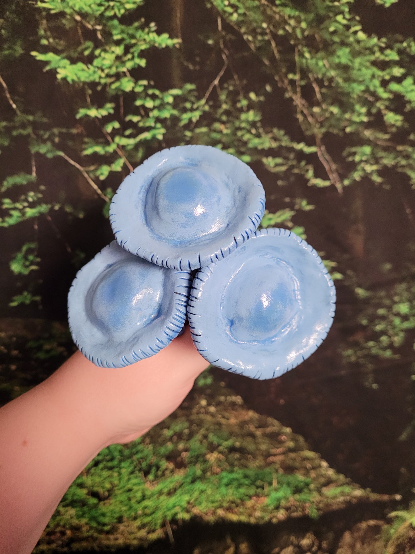 Indigo Milk Cap realistic mushroom plant stake