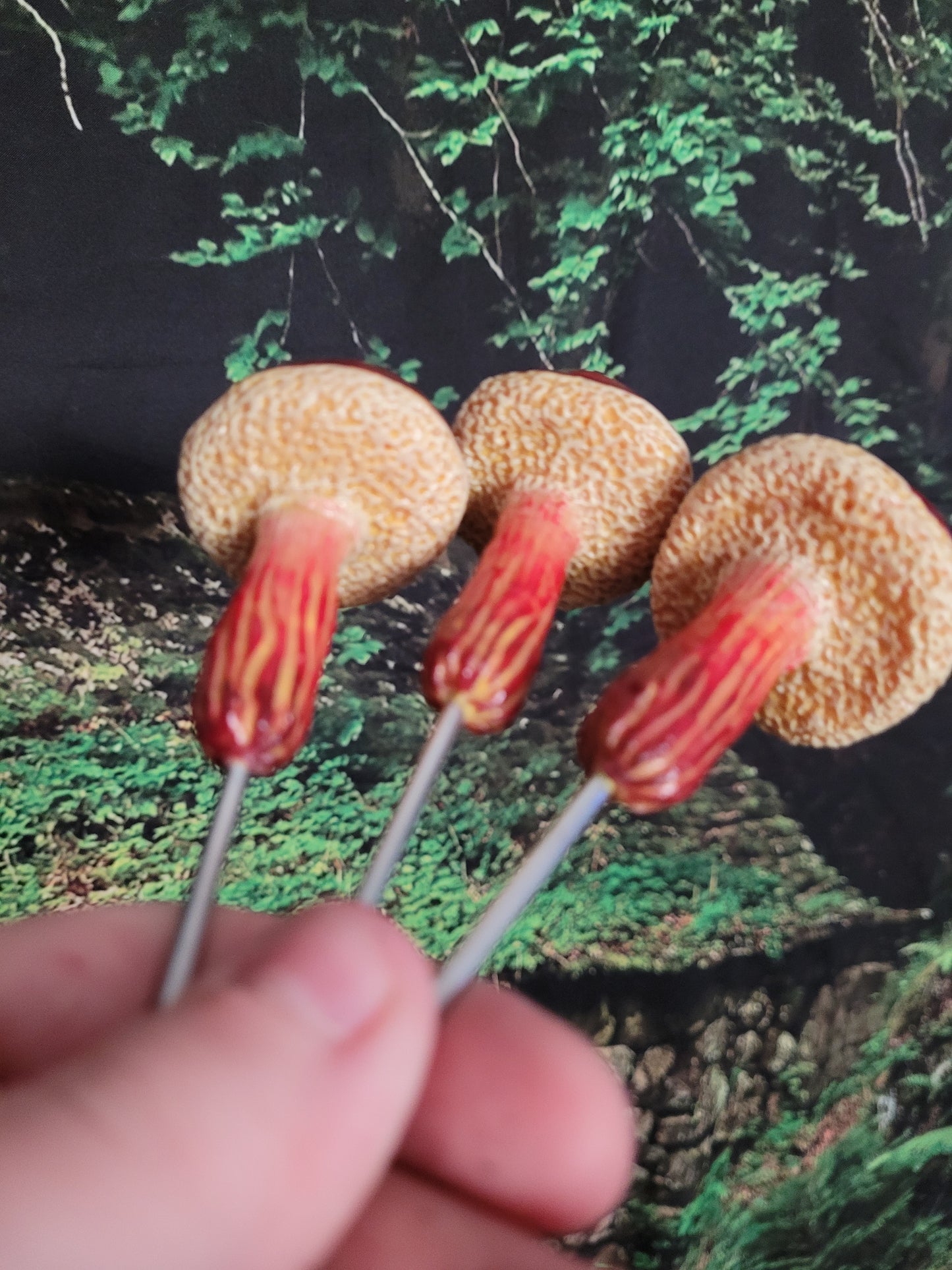 Bolete realistic mushroom plant stake