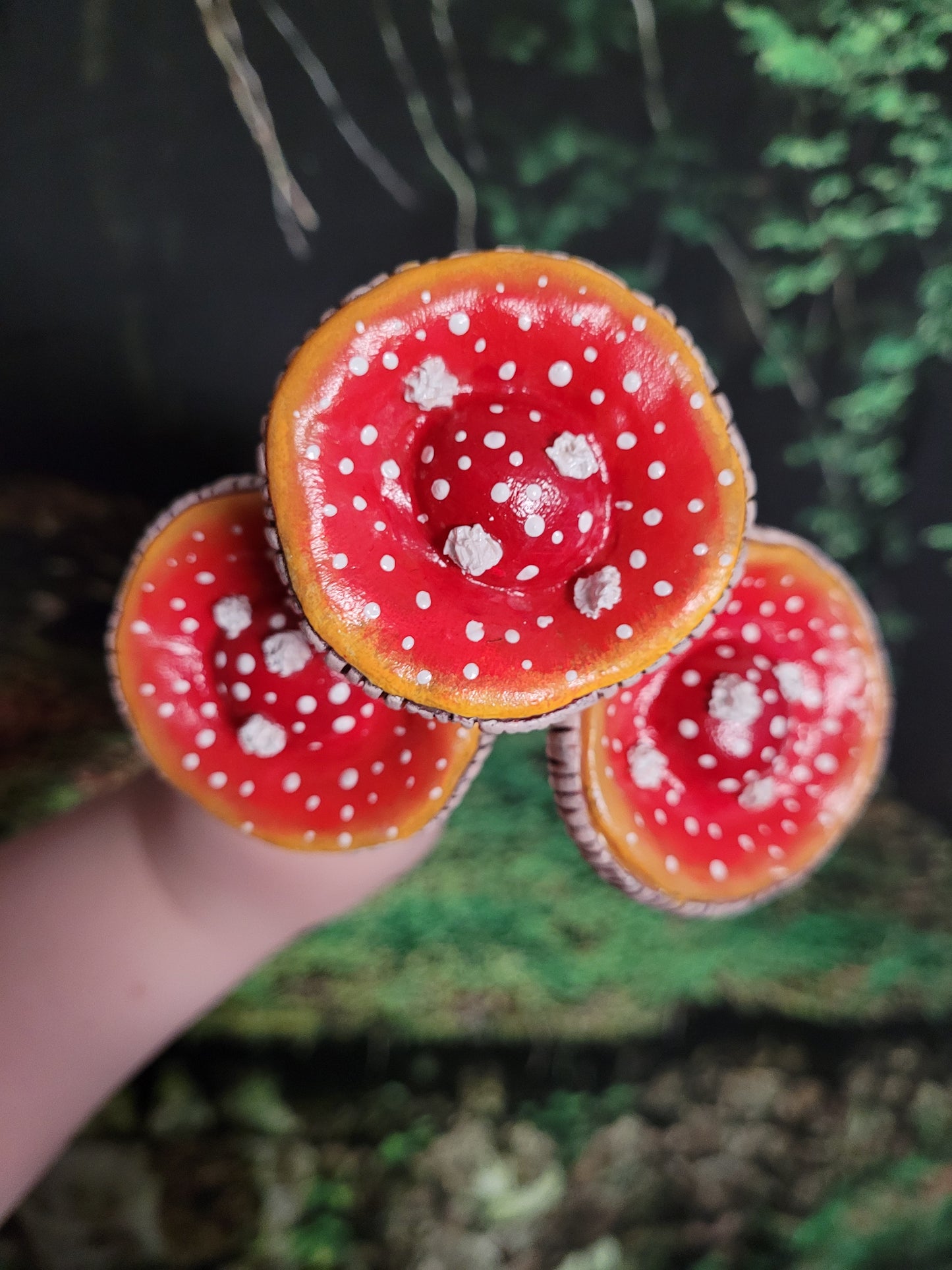 Amanita muscaria realistic mushroom plant stake