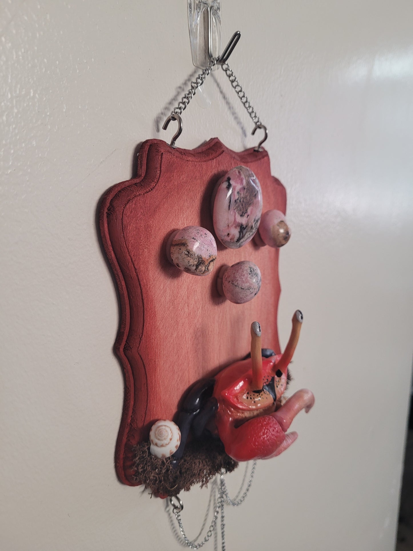 Cancer Rhodonite crystal astrology wall hanging