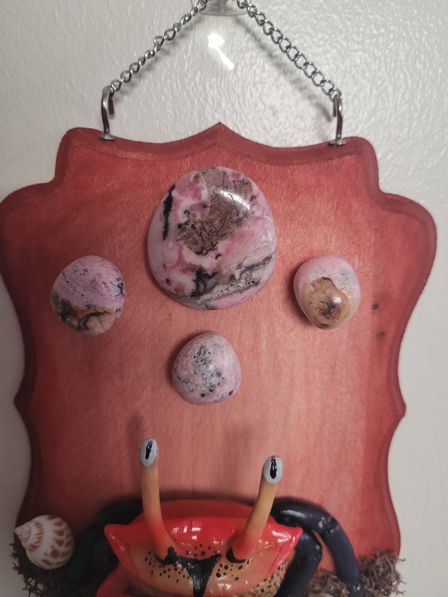 Cancer Rhodonite crystal astrology wall hanging