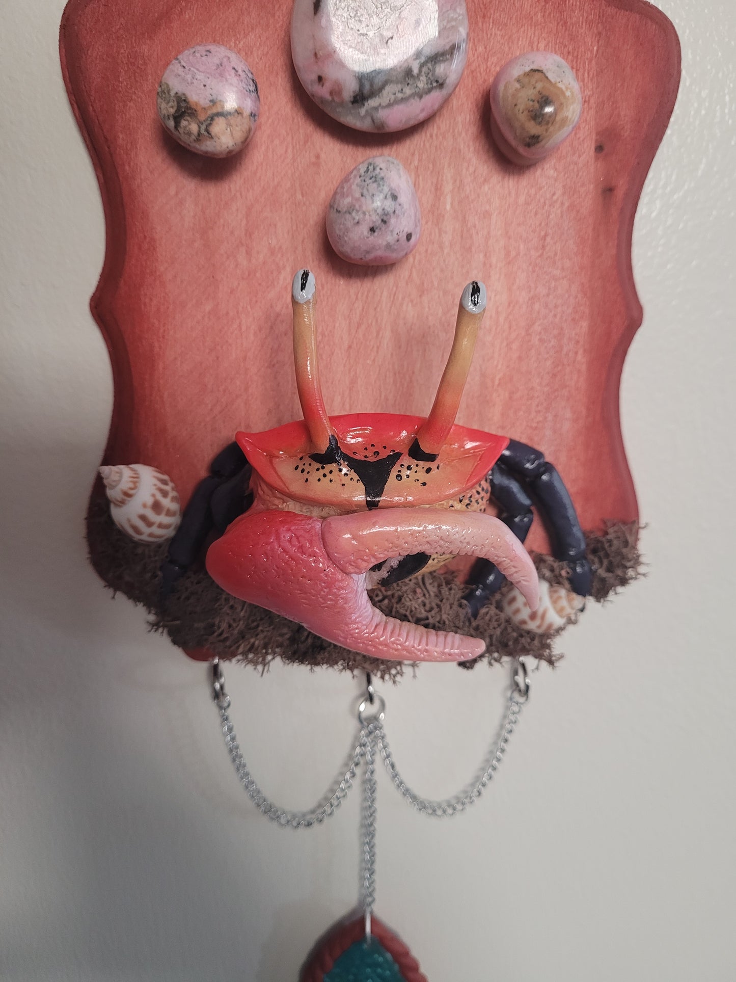 Cancer Rhodonite crystal astrology wall hanging