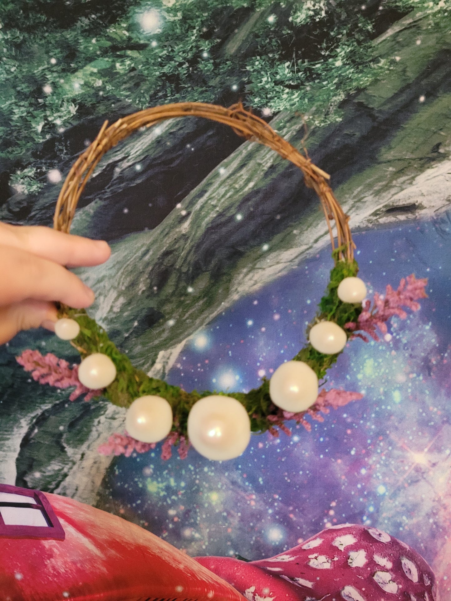 Fairy queen crown with glowing opal mushrooms