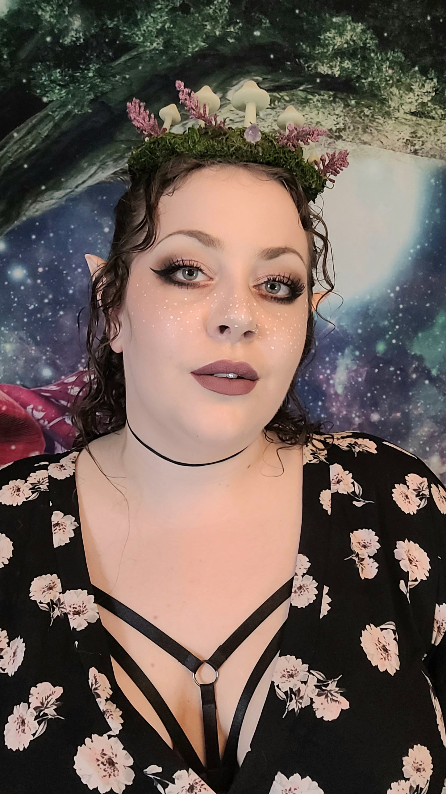 Fairy queen crown with glowing opal mushrooms