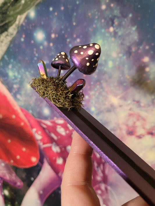 Purple mushroom incense holder wooden incense holder fairycore fae decor incense burner