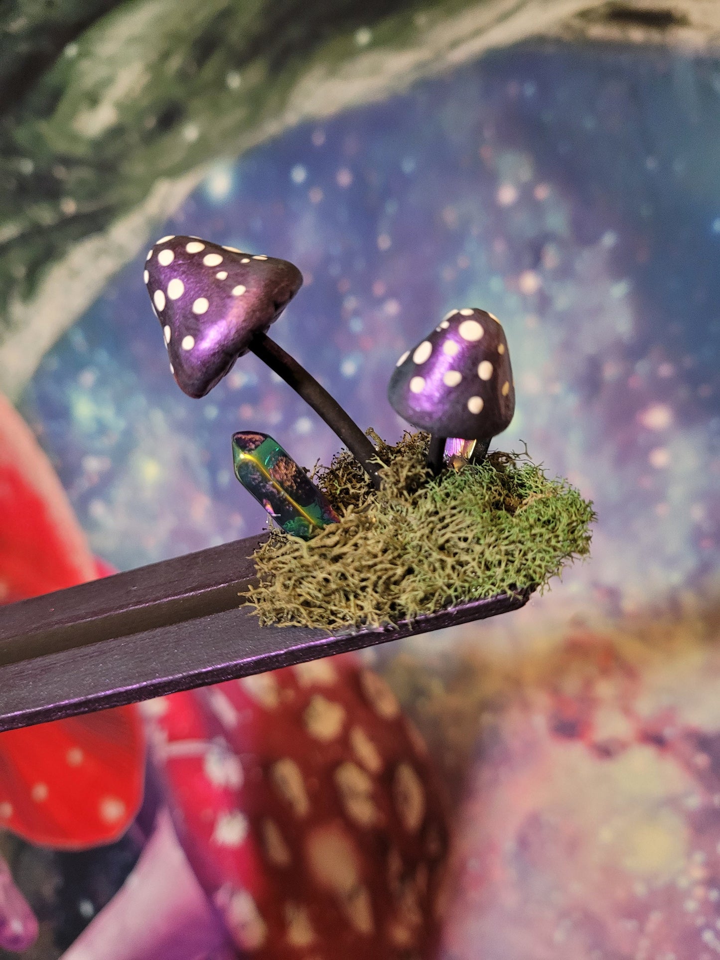 Purple mushroom incense holder wooden incense holder fairycore fae decor incense burner