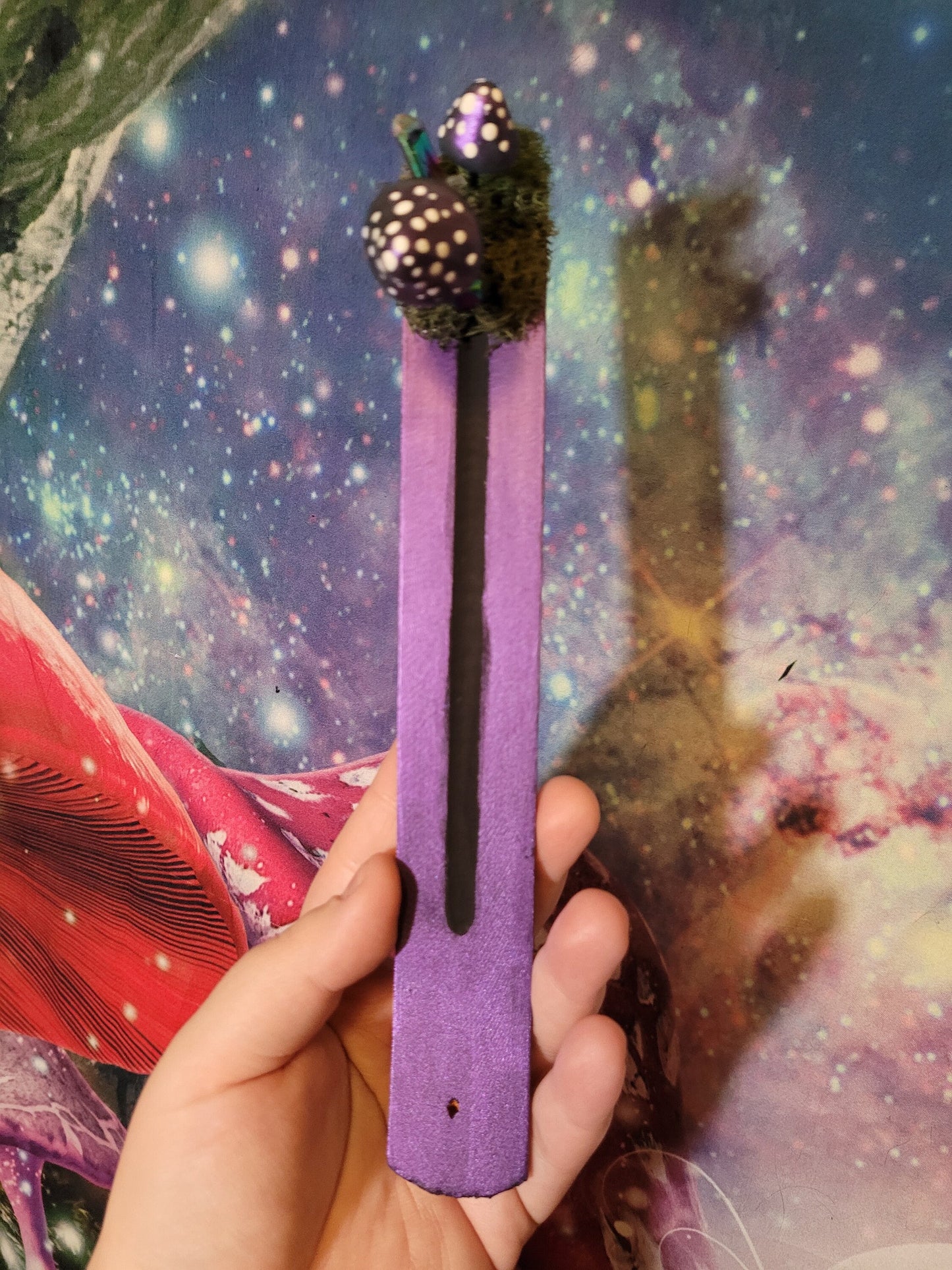 Purple mushroom incense holder wooden incense holder fairycore fae decor incense burner