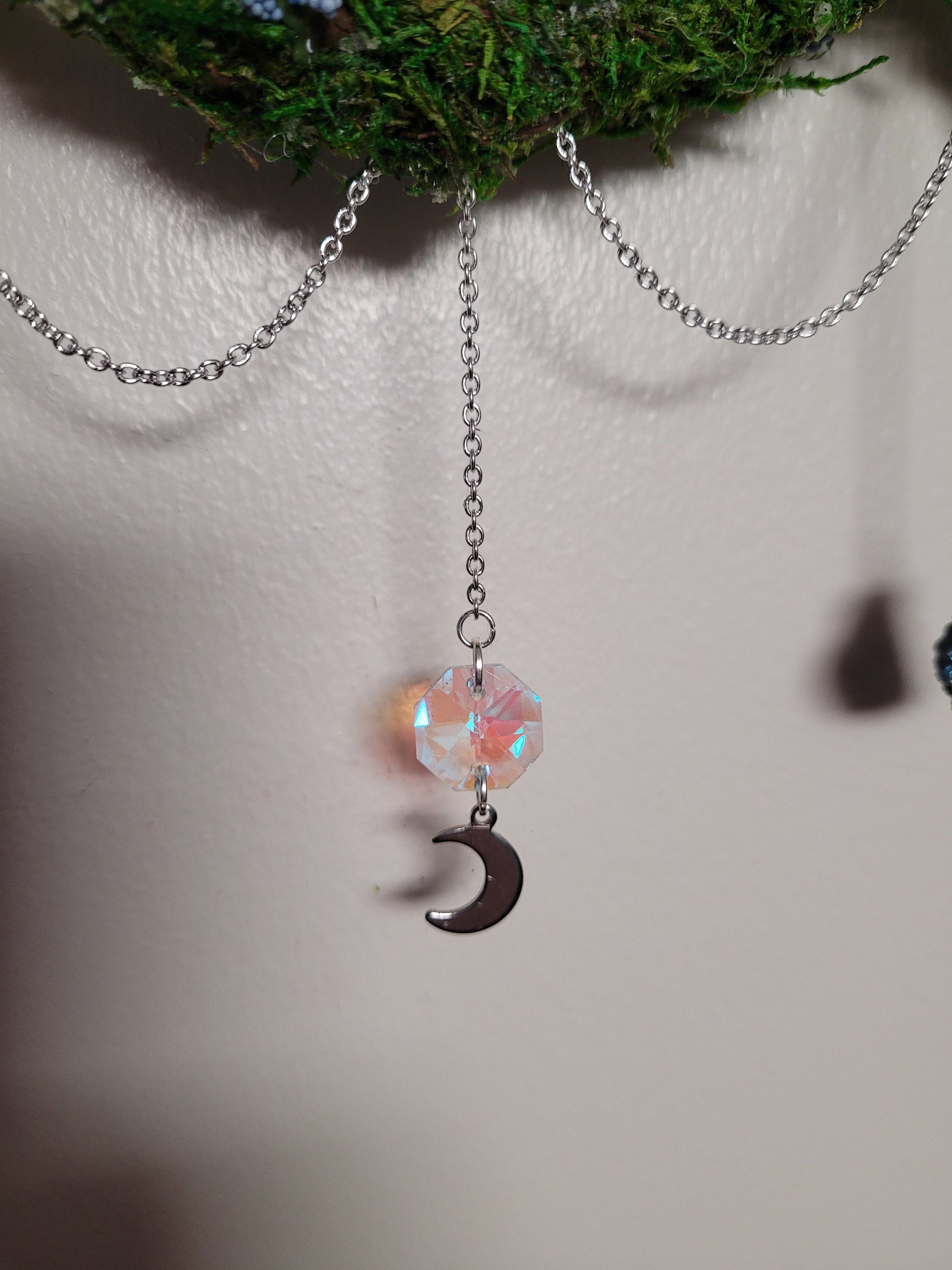 triple moon wreath wiccan decor mushroom wreath witchy decor mushroom wreath fairycore fae