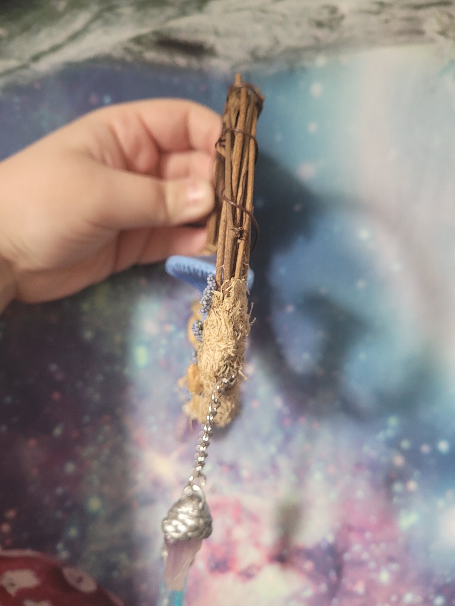 indigo milk cap art mushroom wreath fairycore fae decor witchy crystal room decor