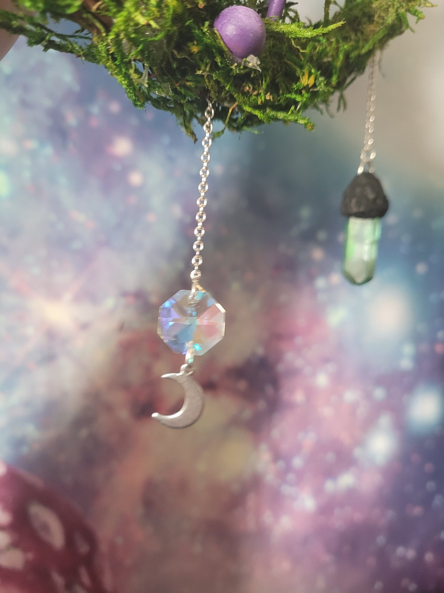 purple mushroom wreath fairycore fae decor crystal mushroom wreath mossy fairy decor