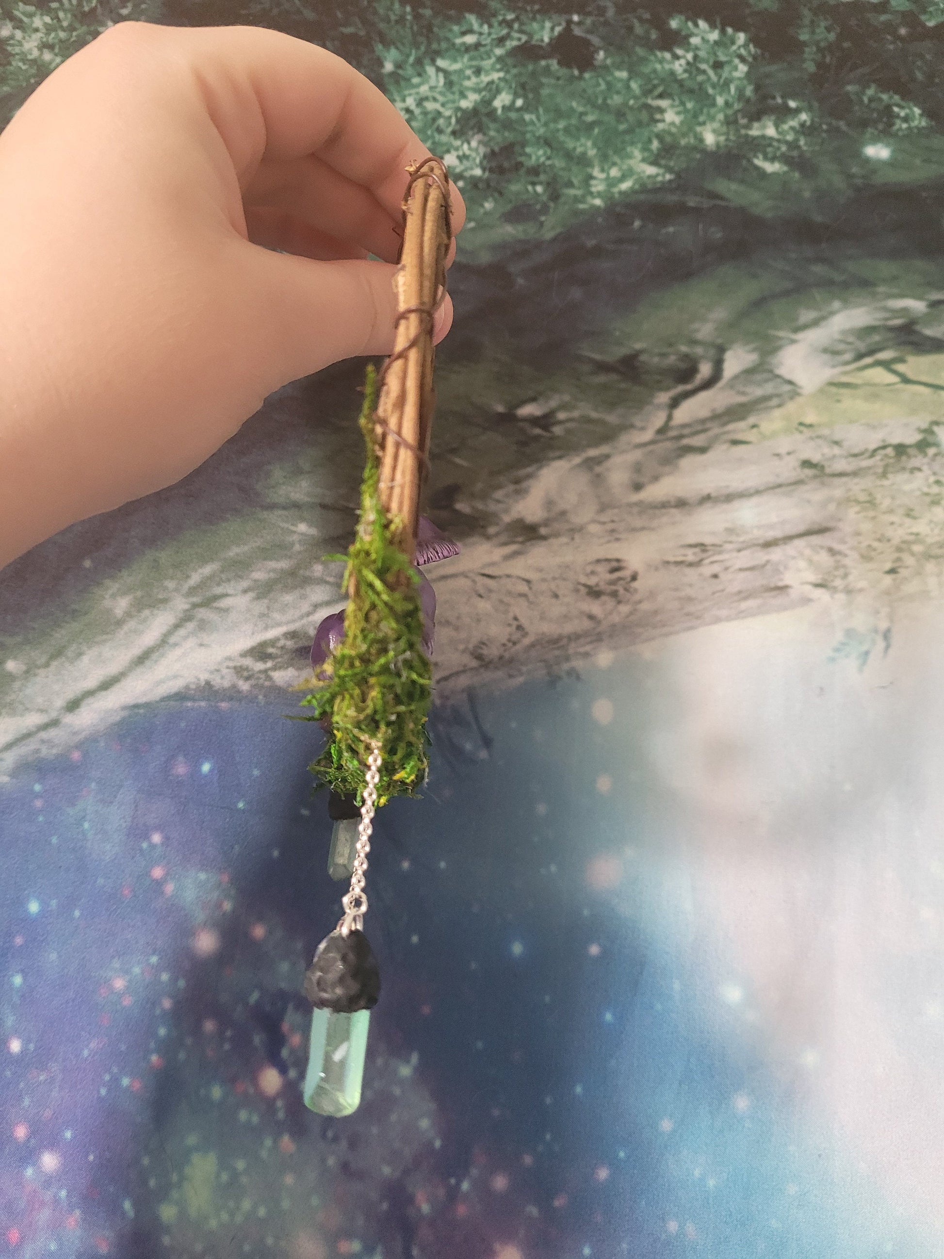 purple mushroom wreath fairycore fae decor crystal mushroom wreath mossy fairy decor