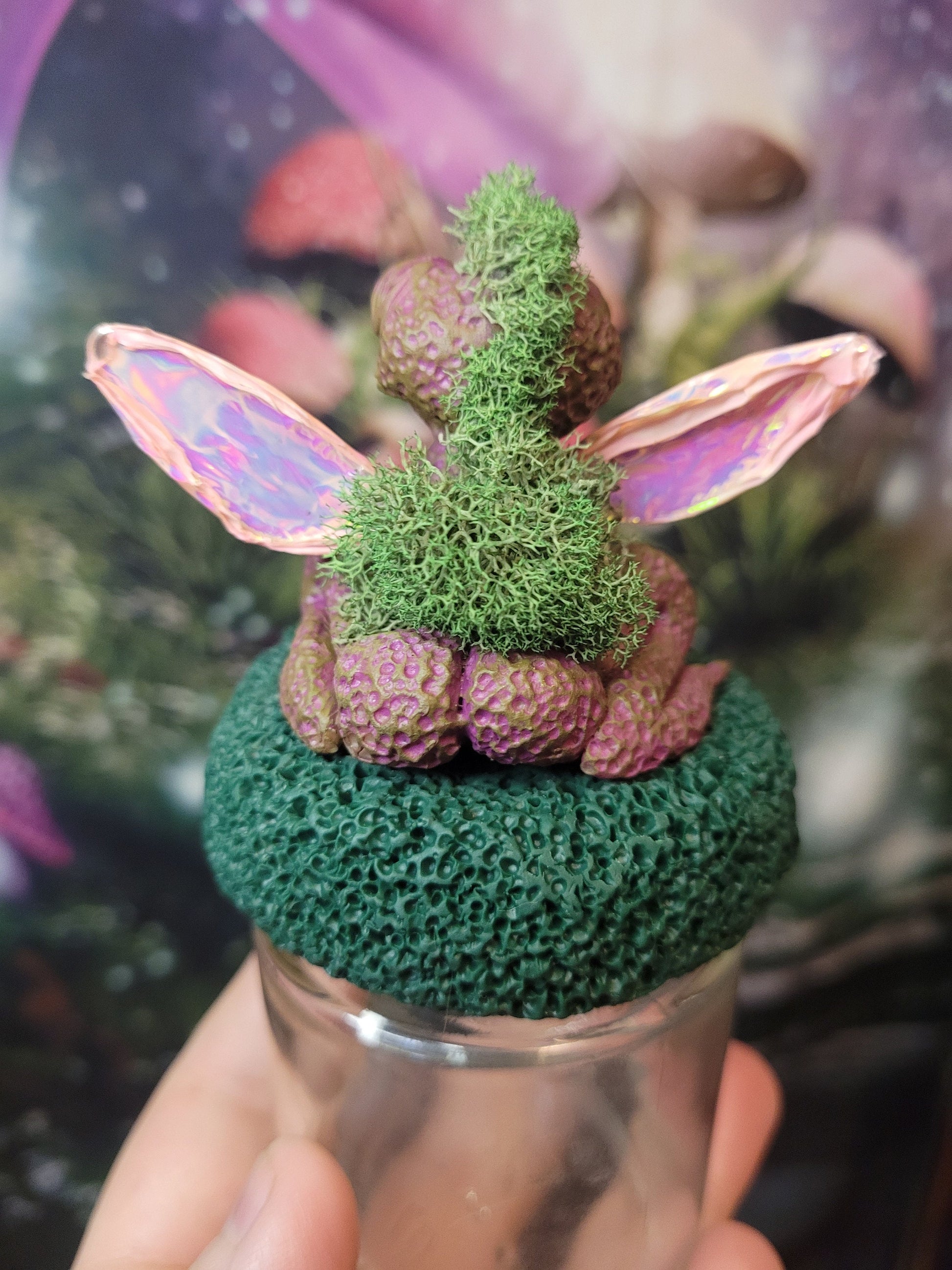 Frog fairy fairycore fae decor stash jars fantsy art RPG theme stash jar mossy crystal fairy