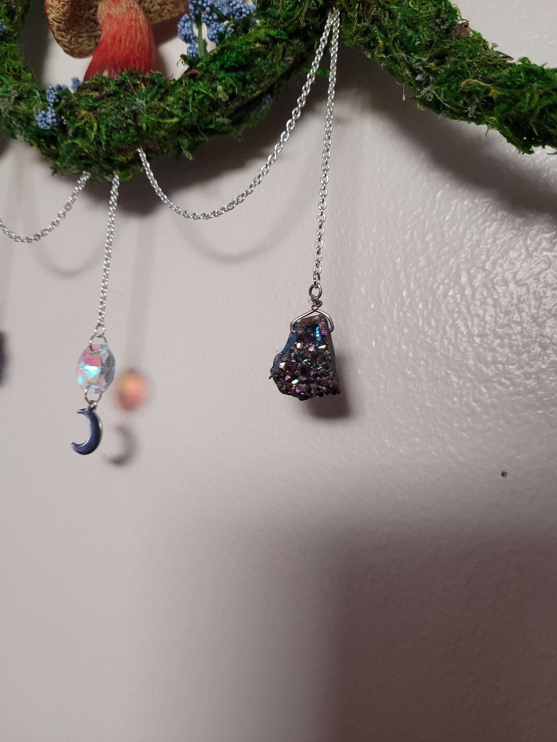 triple moon wreath wiccan decor mushroom wreath witchy decor mushroom wreath fairycore fae