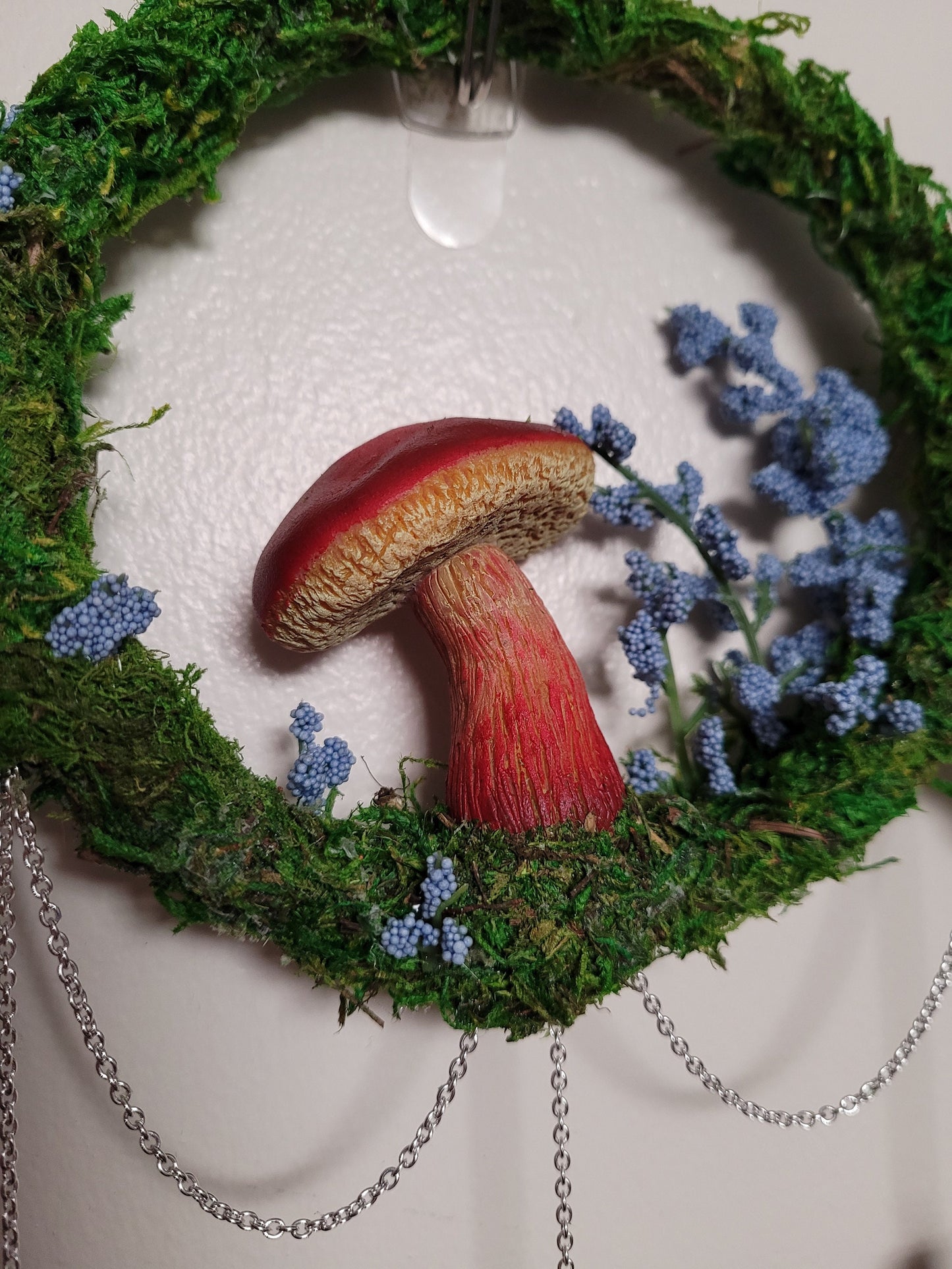 triple moon wreath wiccan decor mushroom wreath witchy decor mushroom wreath fairycore fae