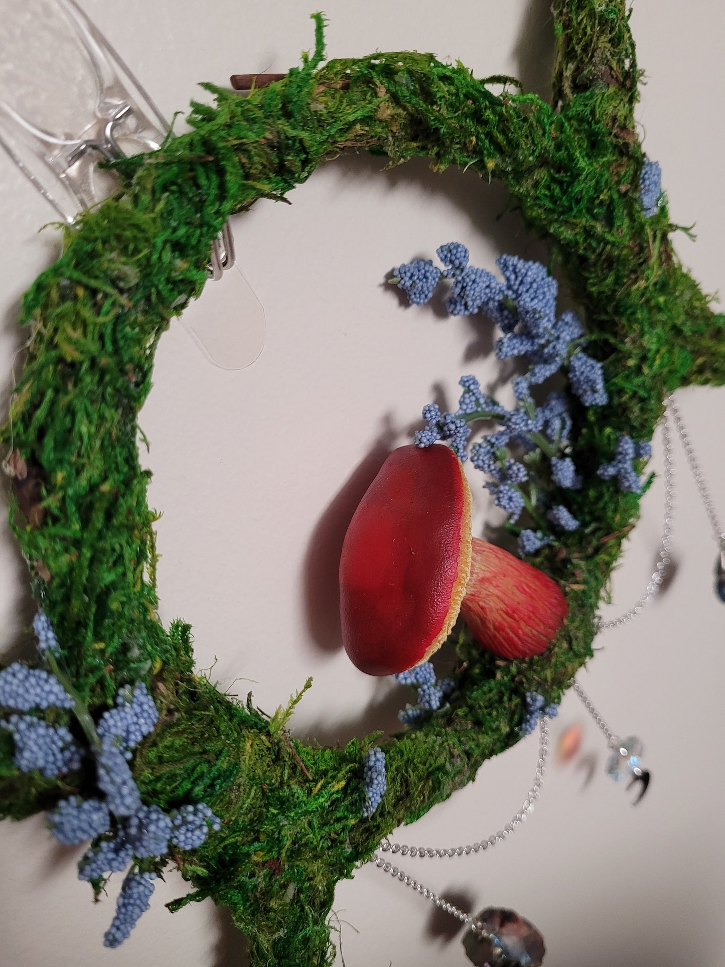 triple moon wreath wiccan decor mushroom wreath witchy decor mushroom wreath fairycore fae