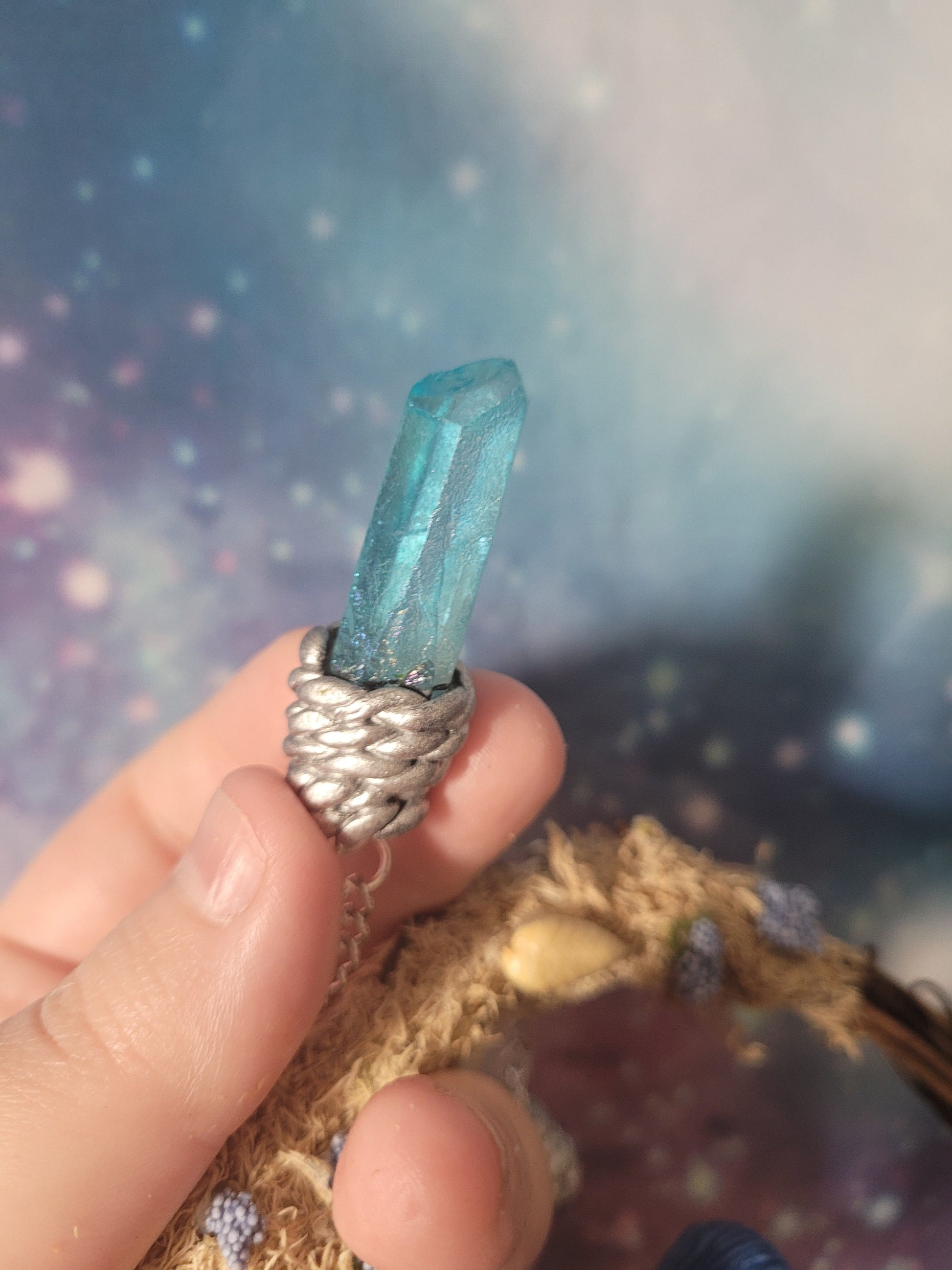 indigo milk cap art mushroom wreath fairycore fae decor witchy crystal room decor