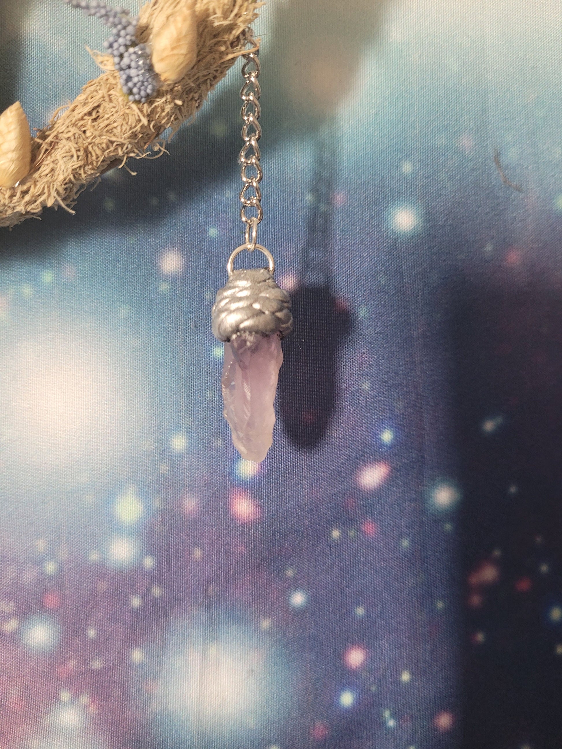 indigo milk cap art mushroom wreath fairycore fae decor witchy crystal room decor