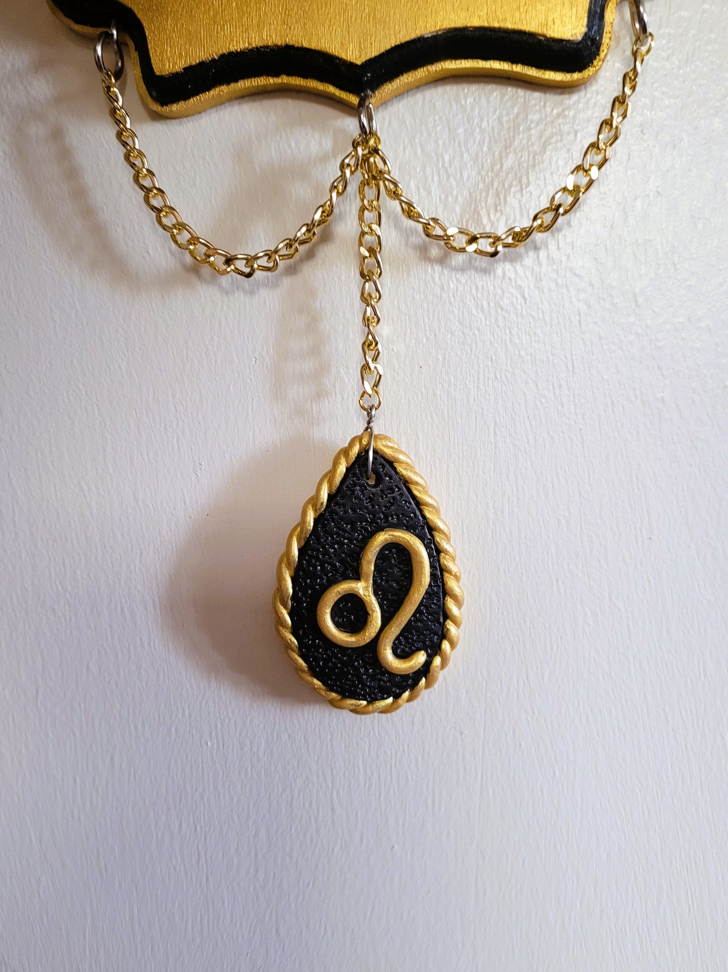 Leo astrology decor tigers eye crystal wall hanging