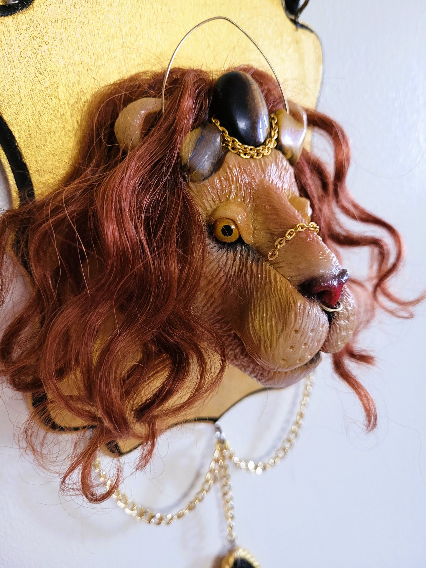 Leo astrology decor tigers eye crystal wall hanging