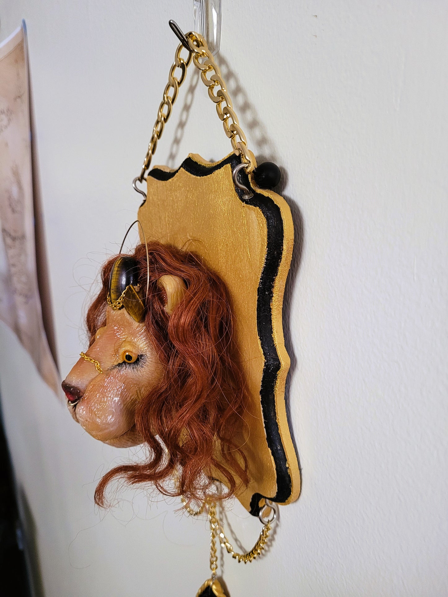 Leo astrology decor tigers eye crystal wall hanging