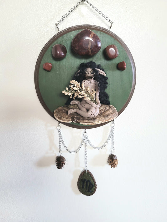 Virgo astrology decor red jasper crystal wall hanging