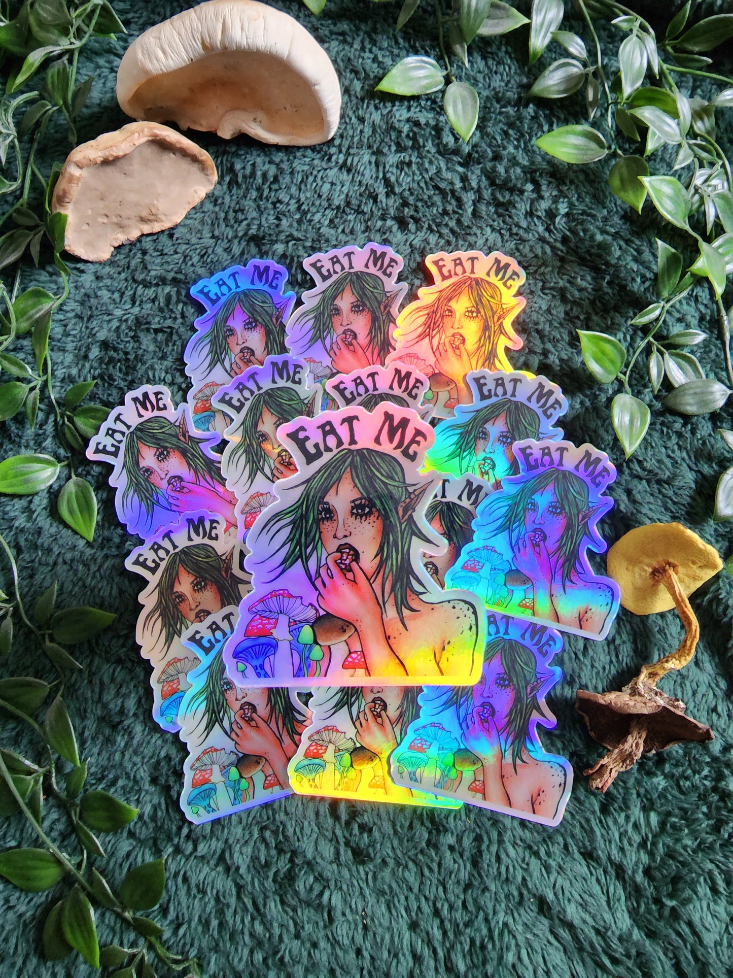 Holographic Mushroom Girl Sticker