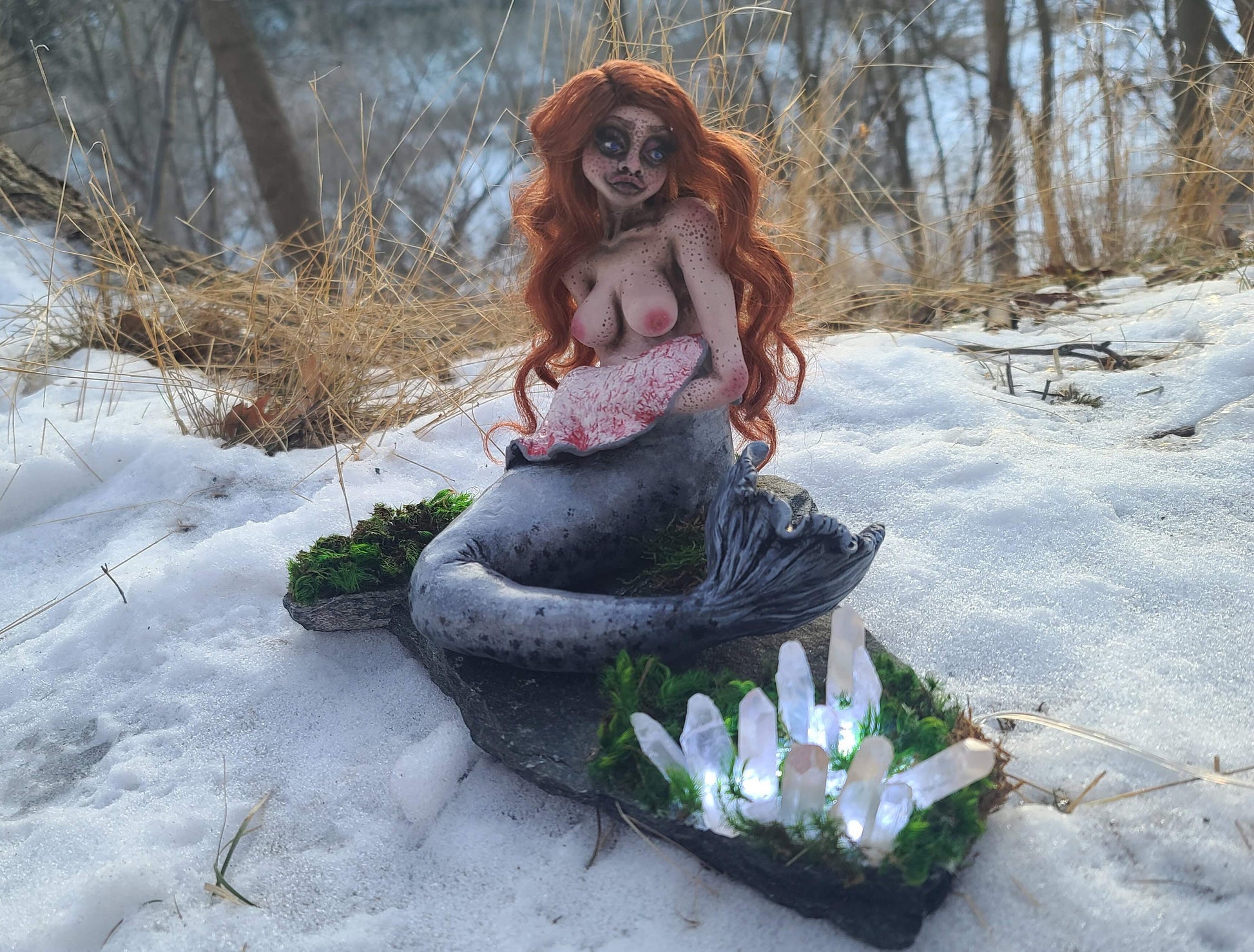 ooak doll art doll selkie celtic crystal art altar statue 