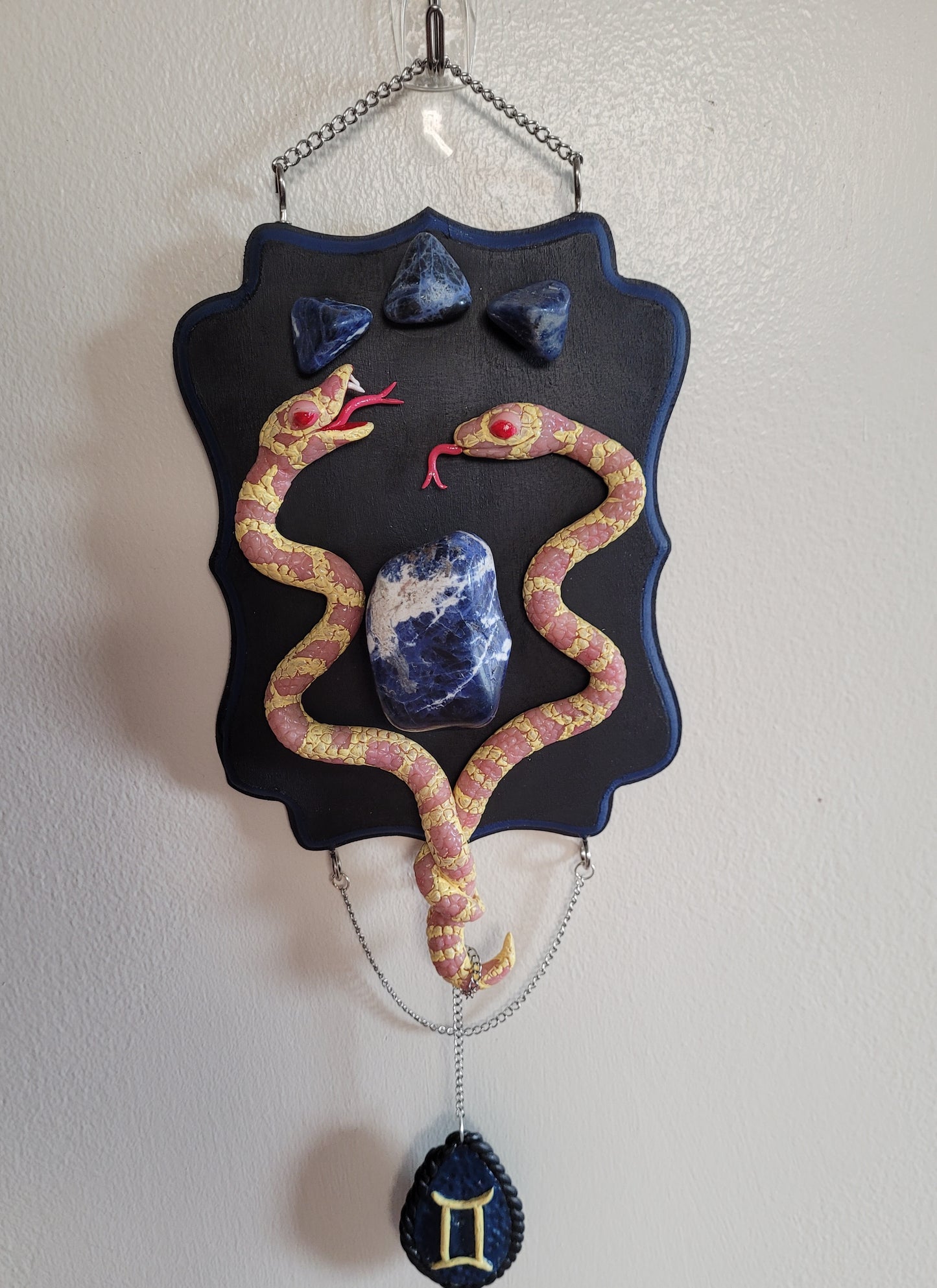 Gemini sodalite crystal astrology wall hanging